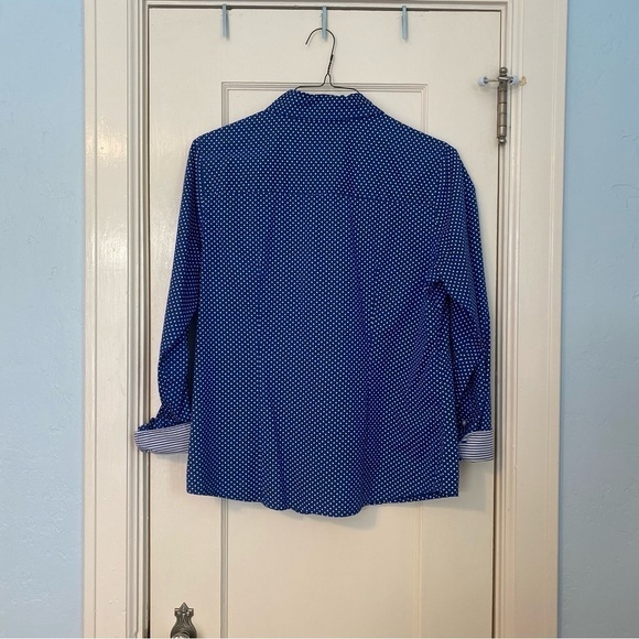 Draper’s & Damon’s Shirt Polka Dot Button Down Cotton Striped Flip Cuffs Size L - Picture 5 of 8